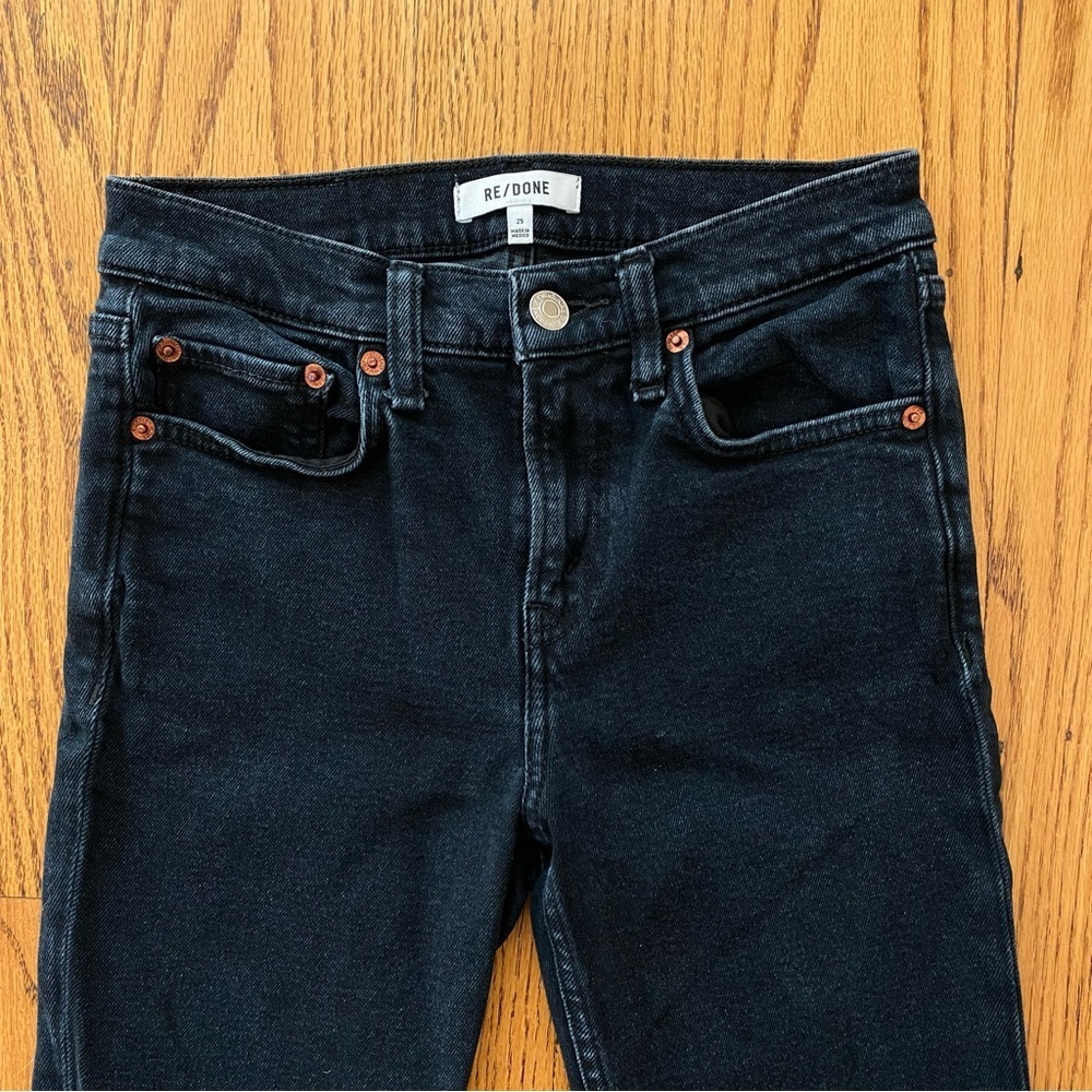 RE/DONE originals 80s Slim Straight in Jet Blue Black Sz 25 - Picture 6 of 10